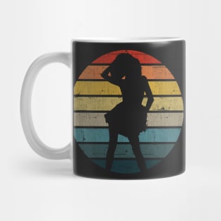 Cheerleader Silhouette On A Distressed Retro Sunset print Mug